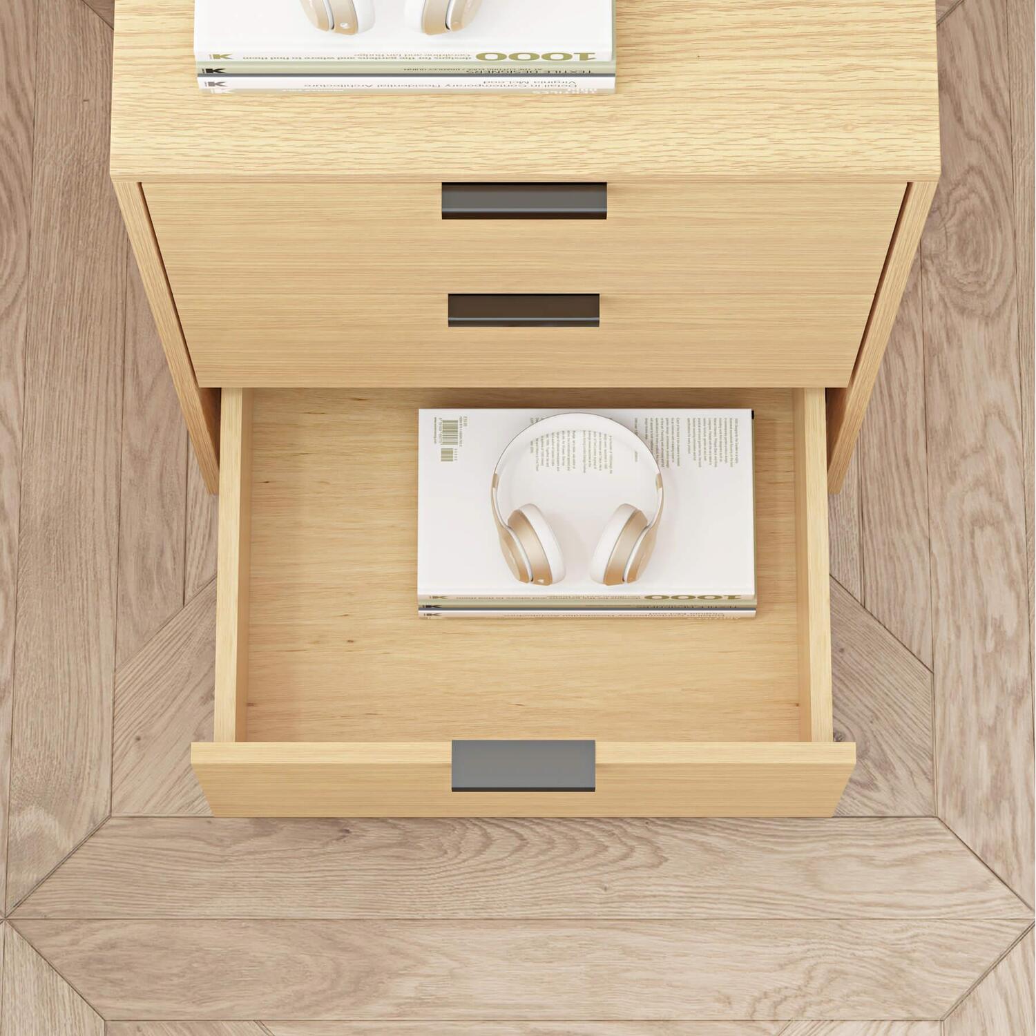 Home Source Phoenix 3 Drawer Bedside - Oak Effect