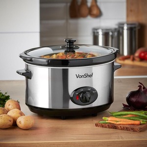 Vonshef Stainless Steel 6.5L Slow Cooker