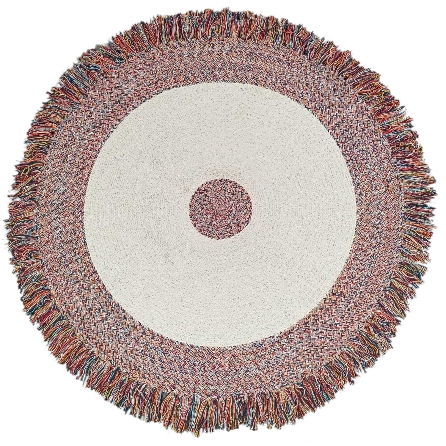 Multi Fringe Round Braided Rug