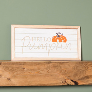 Hanging Hello Pumpkin Wooden Autumnal Decorative Sign Wall Art