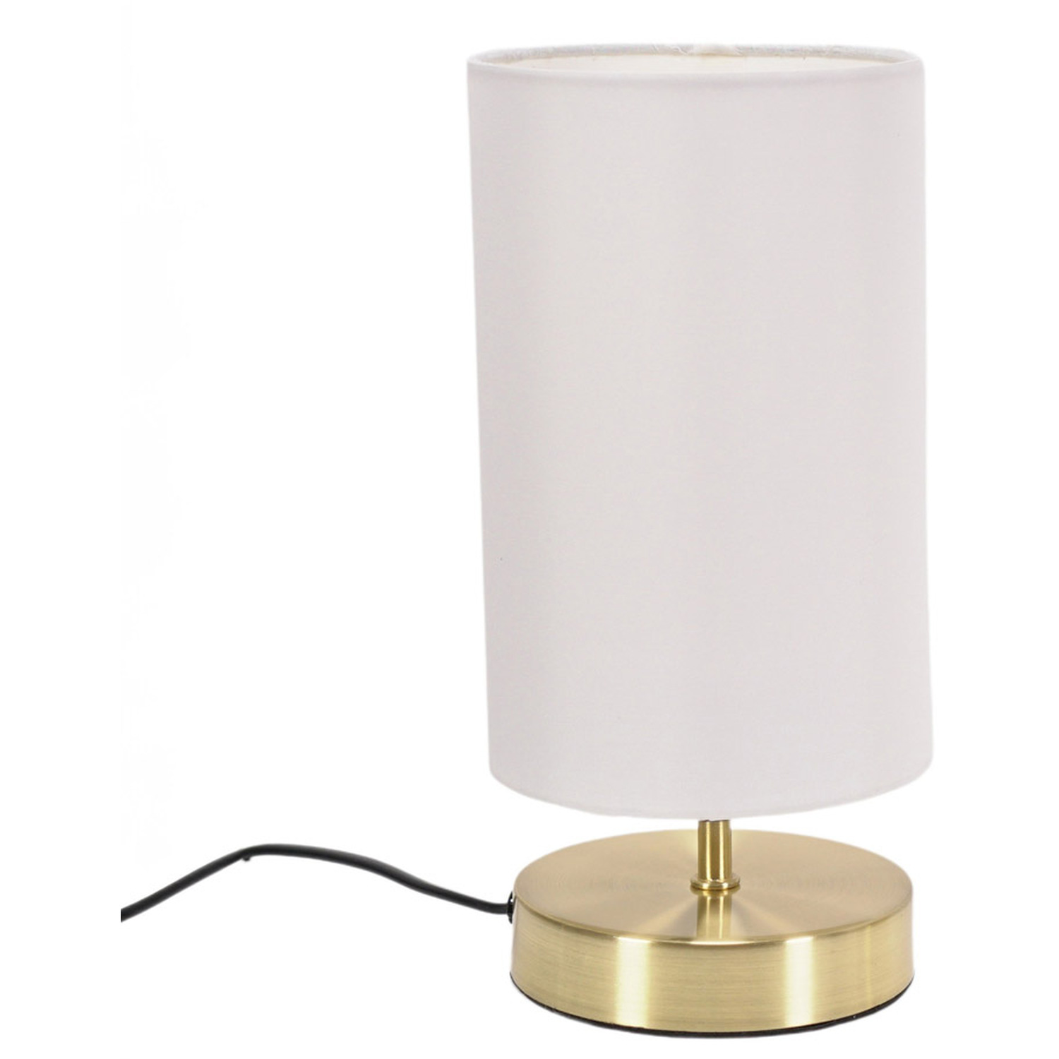 Francis Brushed Gold Touch Table Lamp with Shade with LED Bulb - White