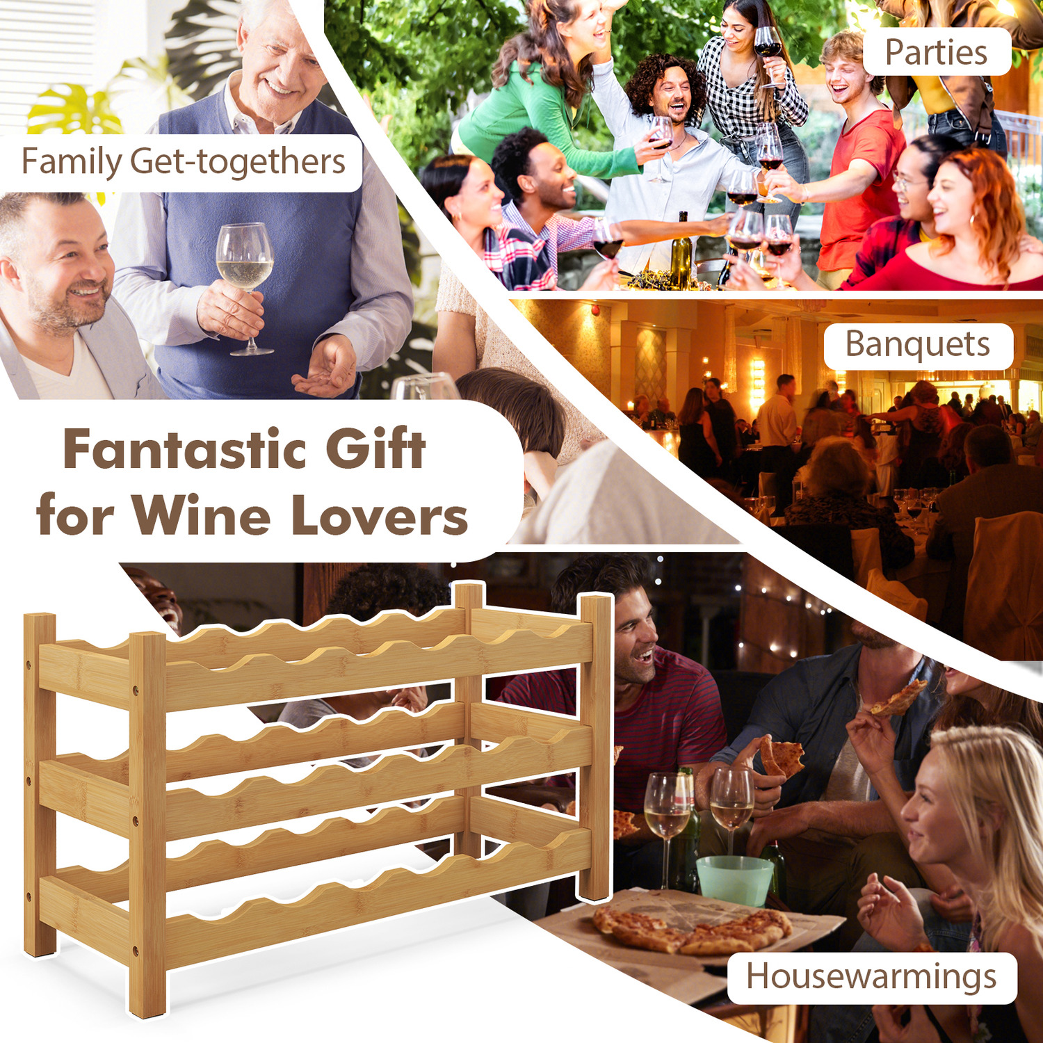 3-Tier Bamboo Wine Rack