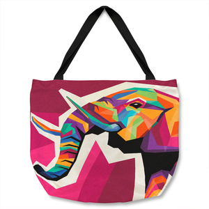 Colorful illustration of Elephant head in WPAP style Designer Tote bag