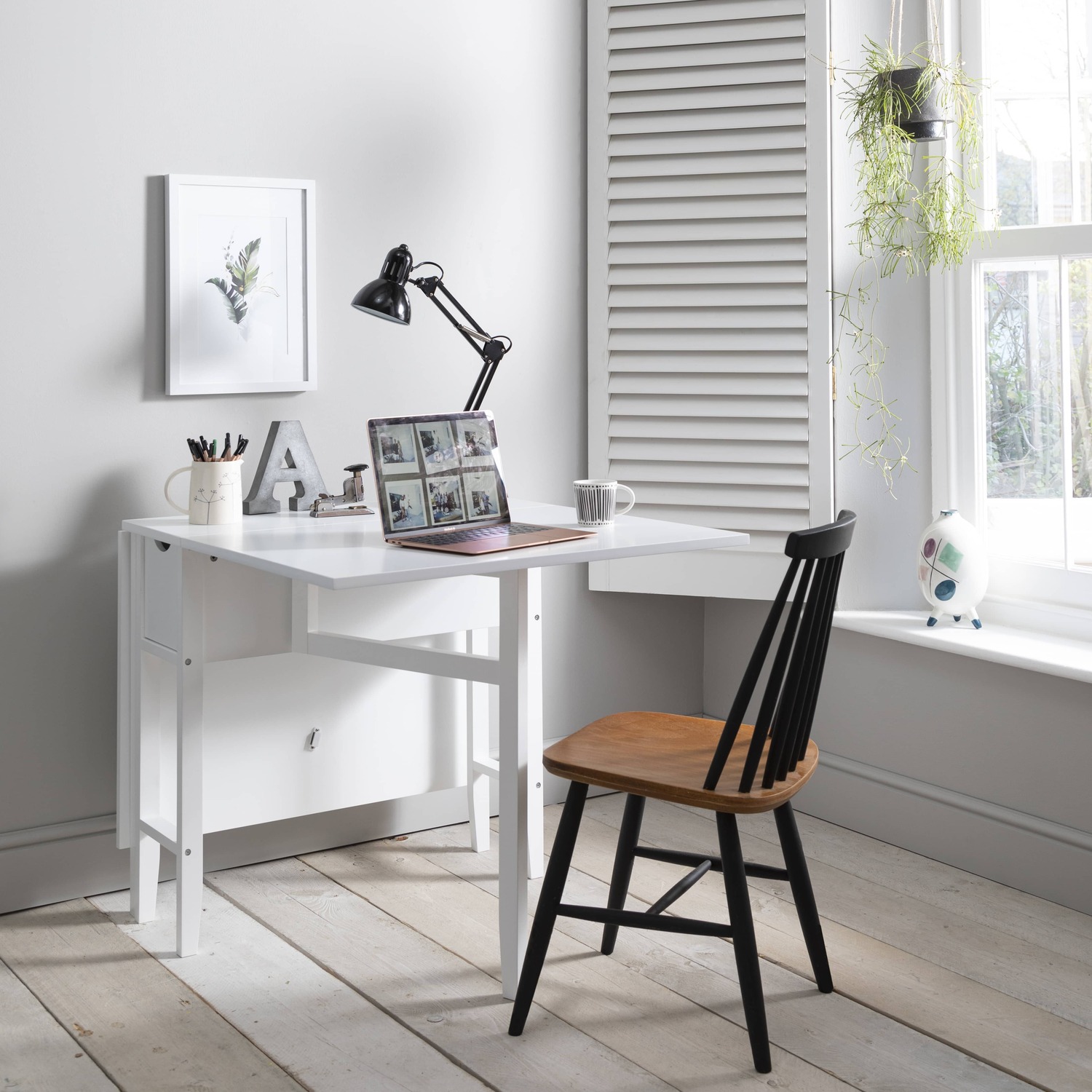 Gustav Folding Dining Table In Silk Grey - White