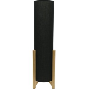 Henry Wooden Oak Effect Midi Floor Lamp Cylinder Shade