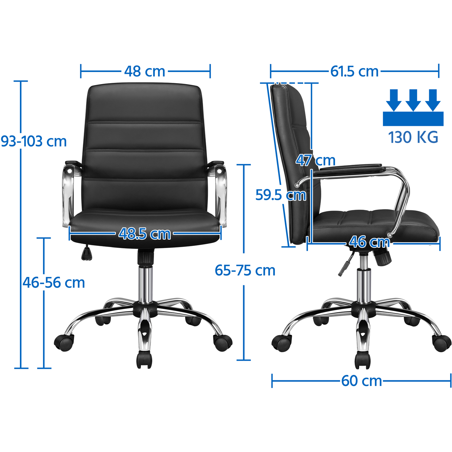 Mid Back Office Chair With Arms - Black