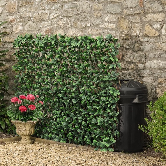  Artificial Laurel Leaf Hedge Trellis Expandable Privacy Screen