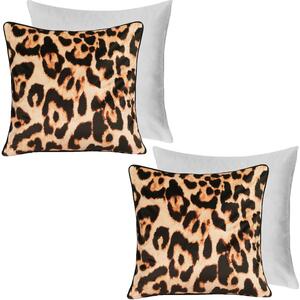 Pack of Matte Velvet Leopard Filled Cushions