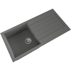 1 Bowl Composite Inset Sink Overflow Drainer Matt Grey 1000x500mm