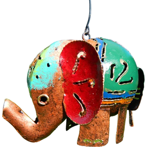 Metal Hanging Tea light Holder Bronze Elephant