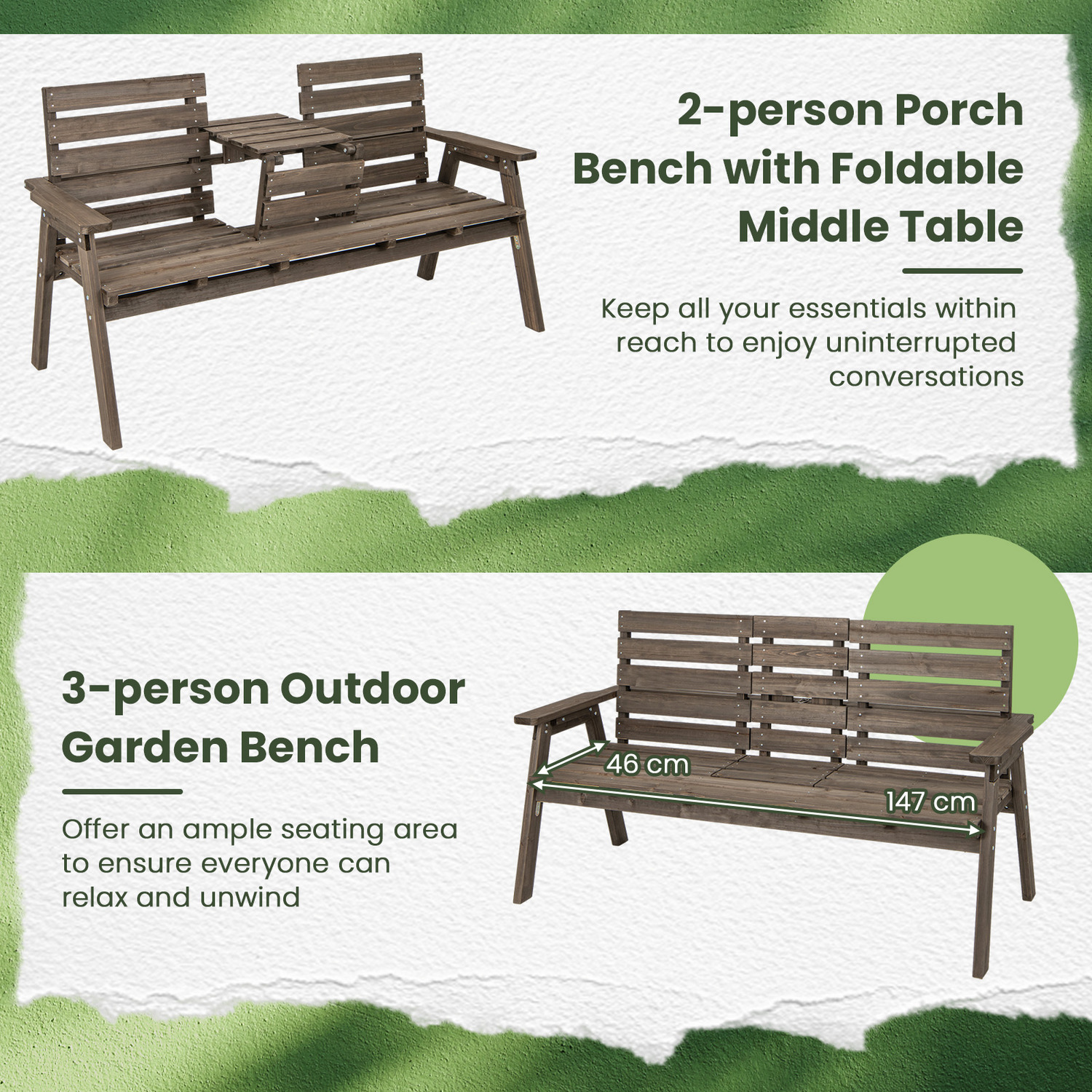 Outdoor Bench with Middle Table