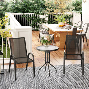 Outsunny Garden Bistro Set with Stackable Chairs