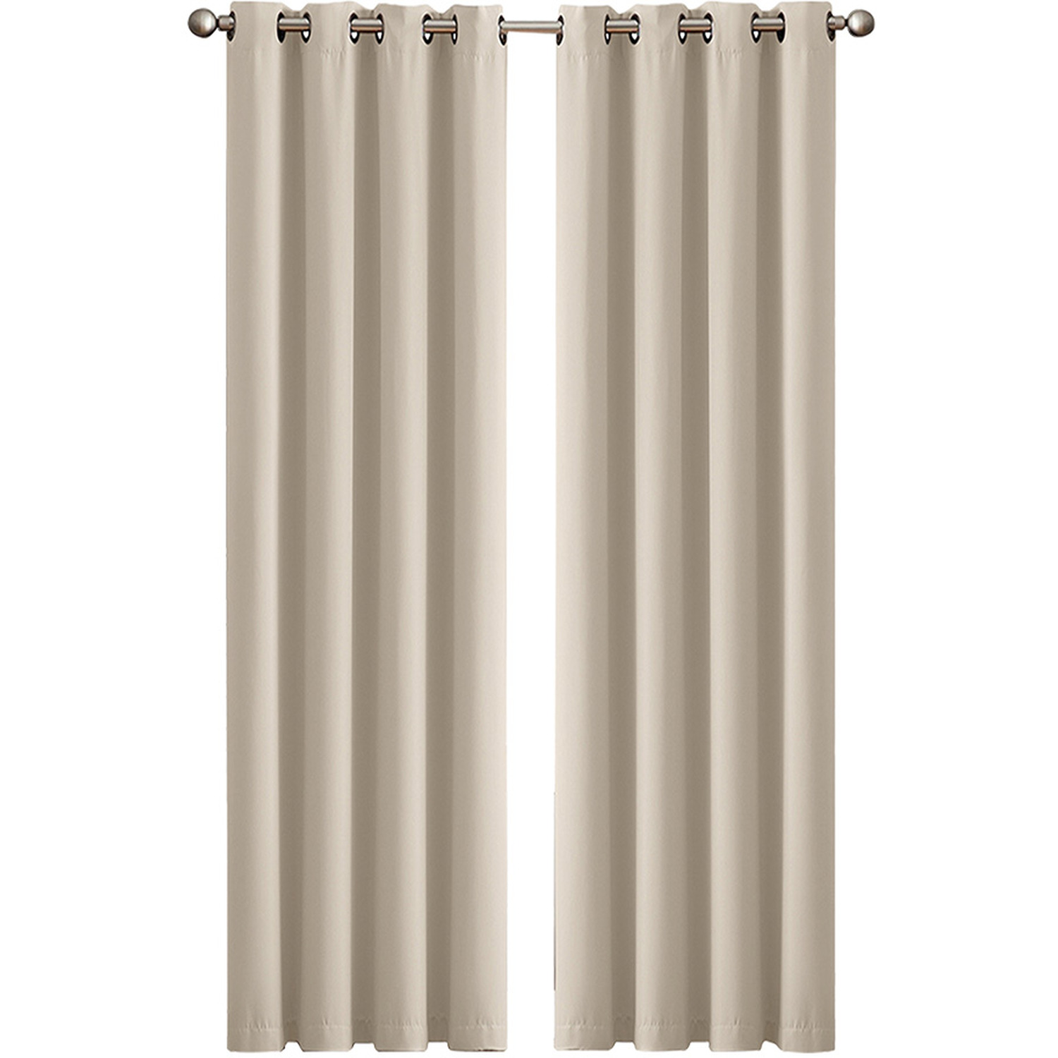 2 Pack Triple Layer Eyelet Blackout Curtain - Beige / 183cm / 117cm