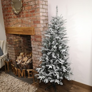 Slim Festive Lapland Snow Flocked Green Christmas Tree