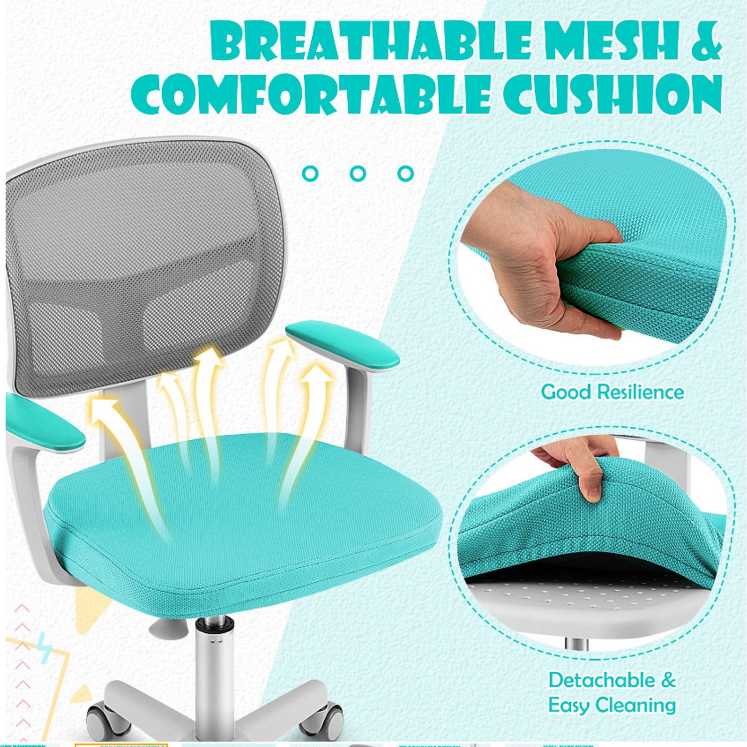 Kids Desk Chair Study Chair - Turquoise