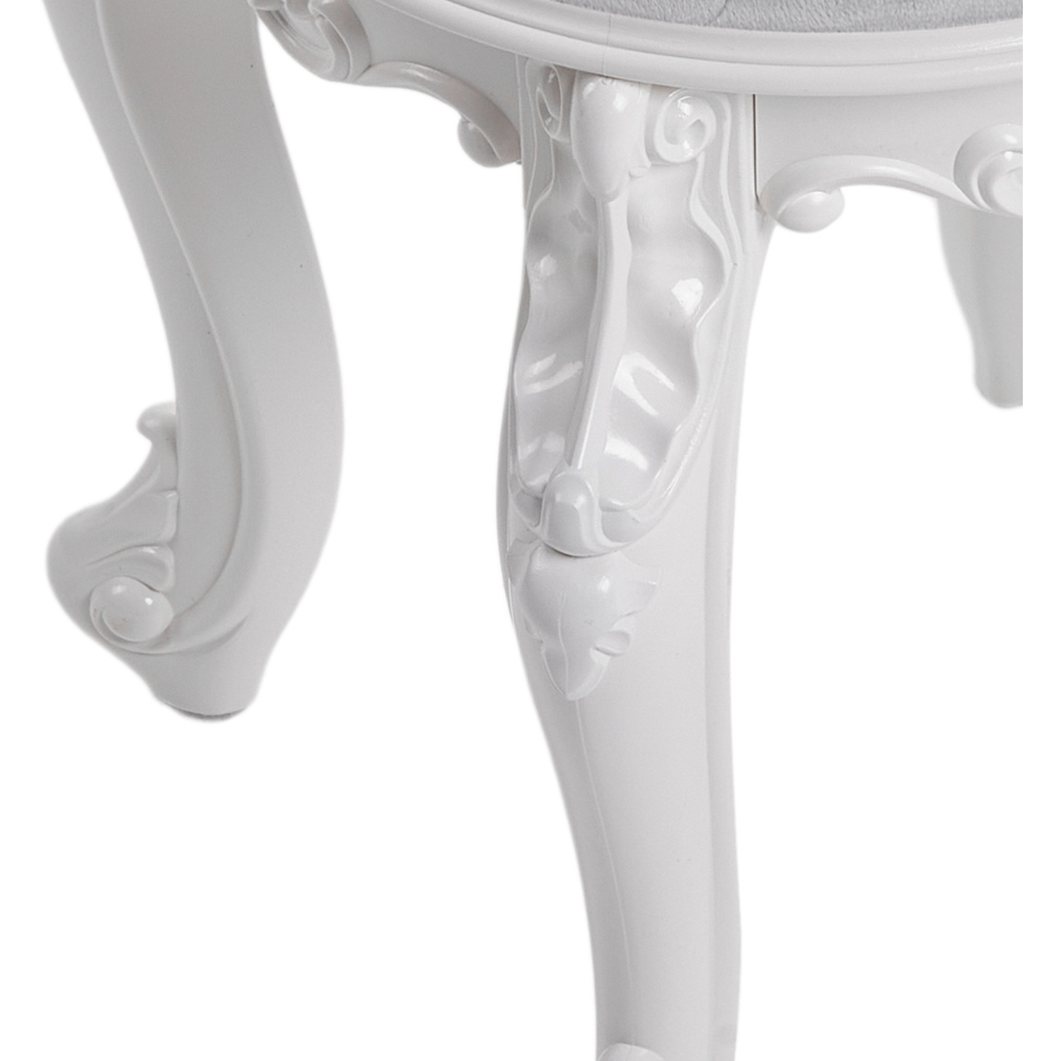 Flannel Round Upholstered Dressing Makeup Stool - White