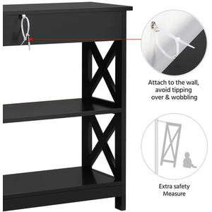 Black / 100cm Yaheetech Console Table with Drawer and Shelves shot 8857836