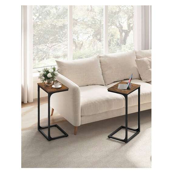 VASAGLE Set of 2 C-Shaped Side Table, Bedside Table, Sofa Side Tablel
