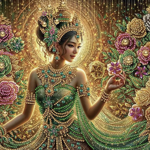 Floral Classic Thai Lady Diamond Art Painting Kit