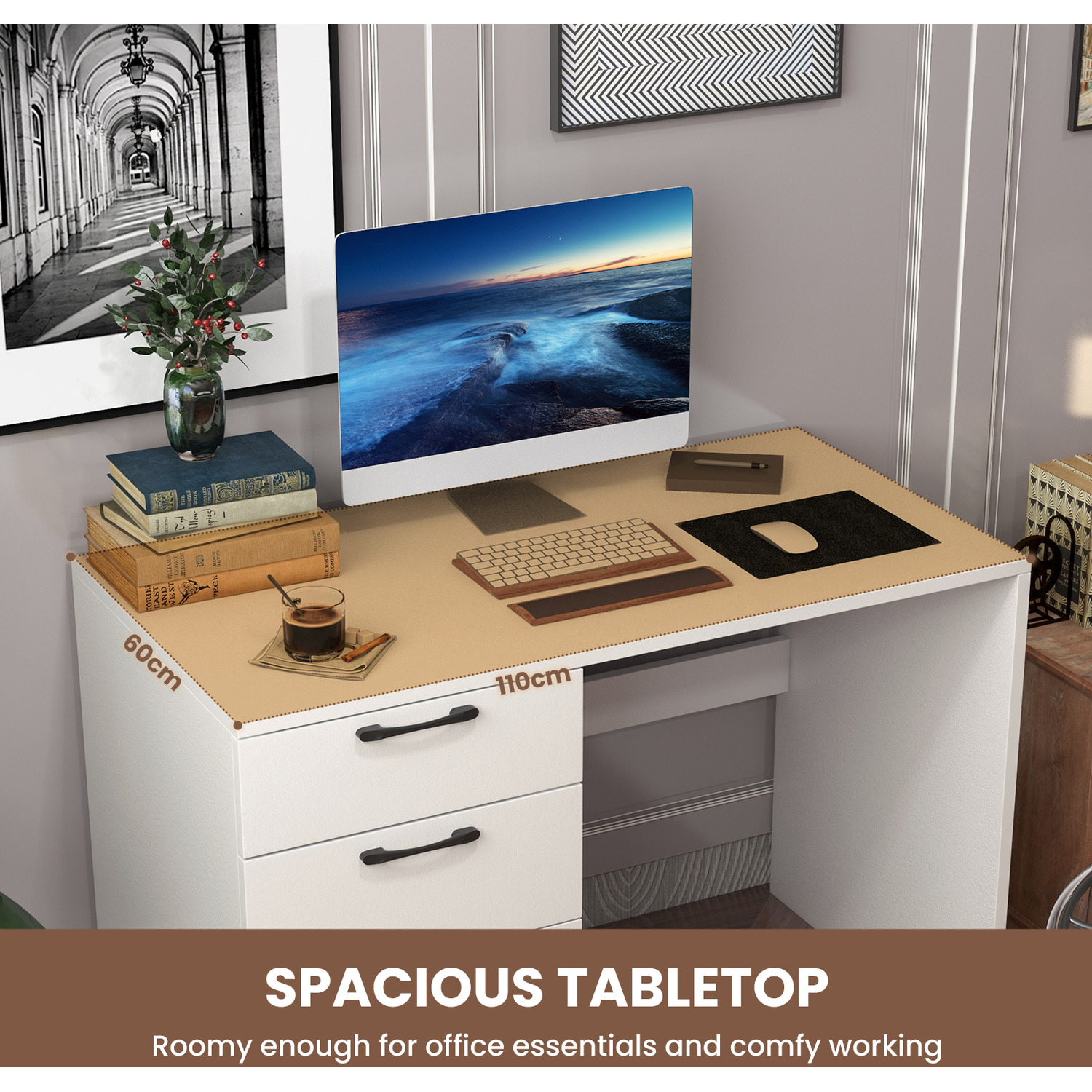 4-Drawer Home Office Desk Computer Desk