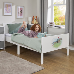Kids Single White Bed - Horse Rider