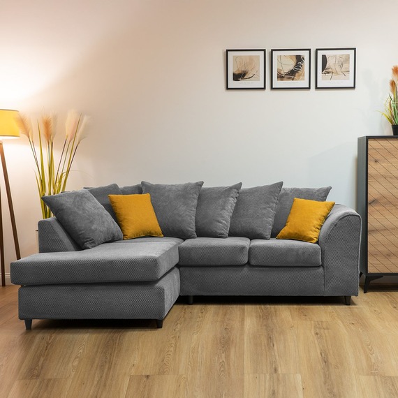 Jumbo Grid Corner Sofa with Padded Cushions