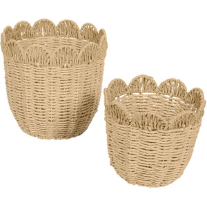 Set of 2 Aspen Scalloped Woven Planters