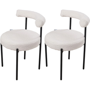 Livingandhome 2PCS Sherpa Fleece Upholstered Dining Chairs