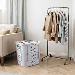 Collapsible Portable Laundry Basket with Lingerie Organizer
