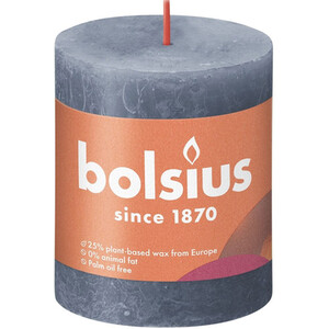 Twilight Blue Bolsius Rustic Shine Pillar Candle (H8 x W6.8 cm)