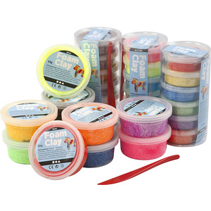 Foam Clay, glitter, assorted colours, 28 tub