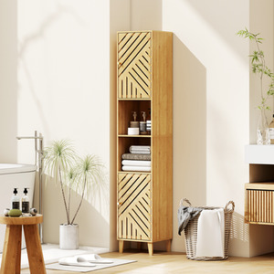 HOMCOM Tall Bathroom Cabinet with Open Compartments