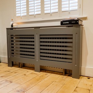 Matt Grey / 152cm Horizonal Slatted Radiator Cover shot 11273661