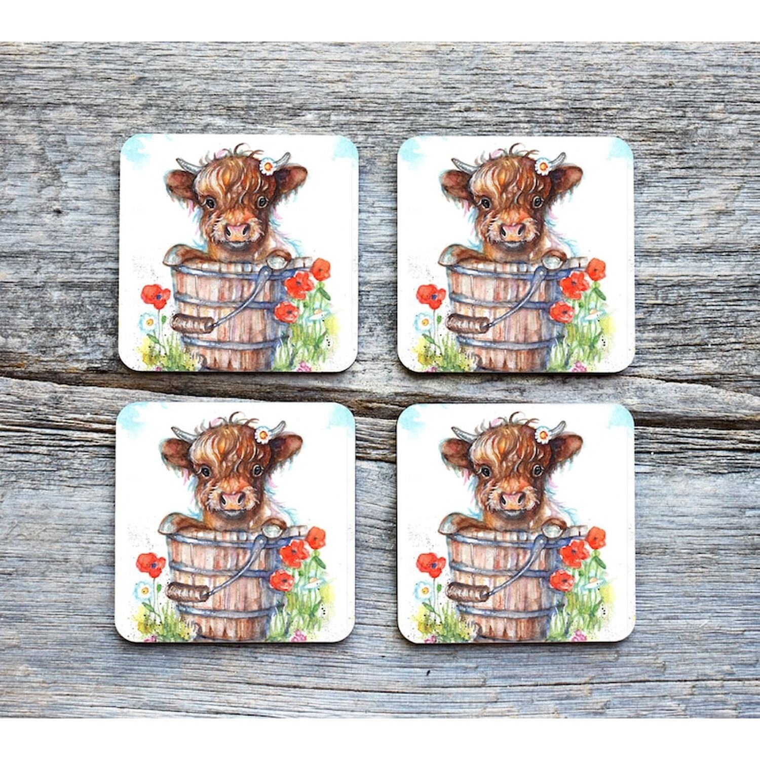 Image of Hairy Cow Coasters - Brown