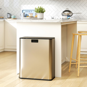 HOMCOM 56L Dual Kitchen Bin with Soft-Close Butterfly Lid
