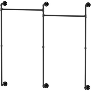 Industrial Wall-Mounted Tube Clothes Hanging Rail