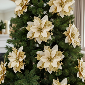 24-Piece Gold Artificial Flower Christmas Tree Decoration