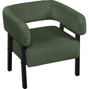 Dark Green Yaheetech Corduroy Armchair with Solid Wood Legs shot 11736614