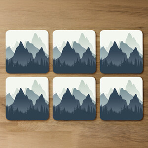 Mountain landscape illustration Designer Coaster Set