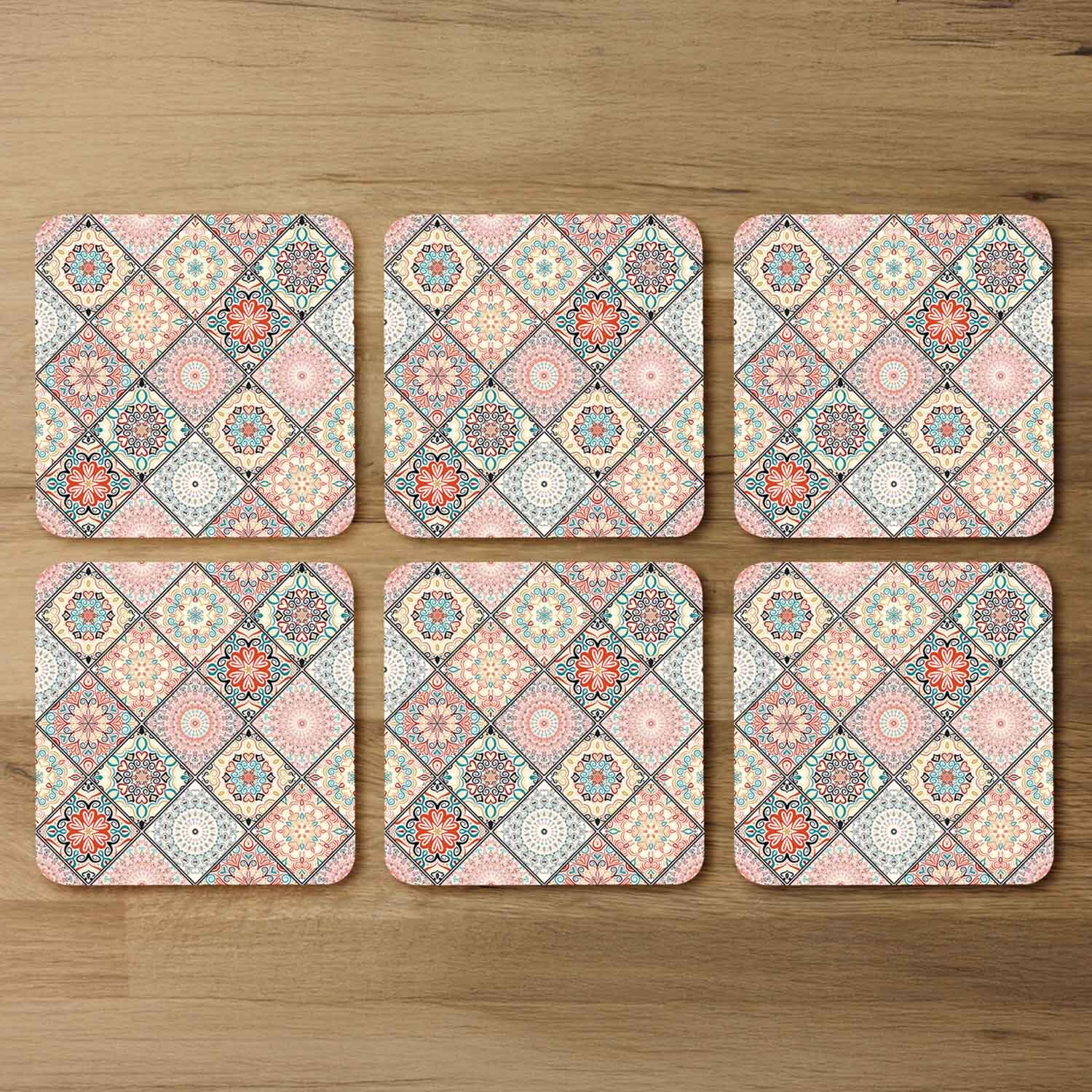 Luxury Oriental Tile Coaster - Pink