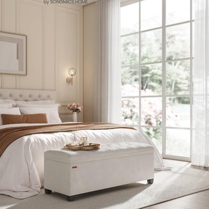 Storage Ottoman Bench, Ottoman Foot Rest with Legs, 40 x 110 x 40 cm
