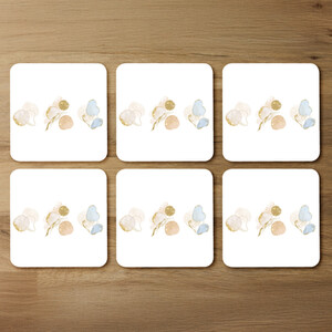 Blue, white, beige watercolor illustration  elements Designer Coaster Set