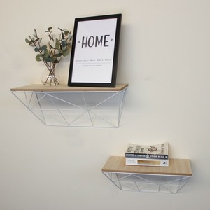 Set of 2 Geometric Wired Shelves