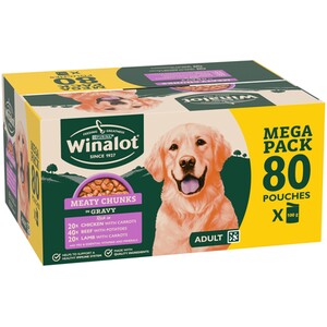 Pack of 80 Winalot Meaty Chunks in Gravy Wet Dog Food