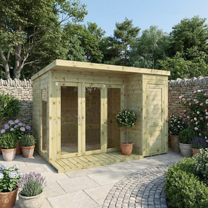 10ft x 8ft Wooden Shiplap Summerhouse with Side Shed