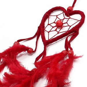 Bali Dreamcatcher - Small Heart, BlackWhiteRed, Handcrafted, Good Luck Gift