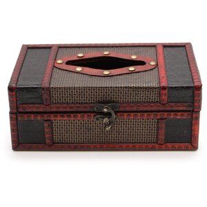 Vintage Trunk Style Tissue Box Antique Inspired Brass Fittings