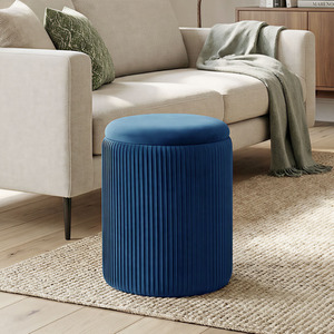 HOMCOM Round Storage Ottoman with Removable Top