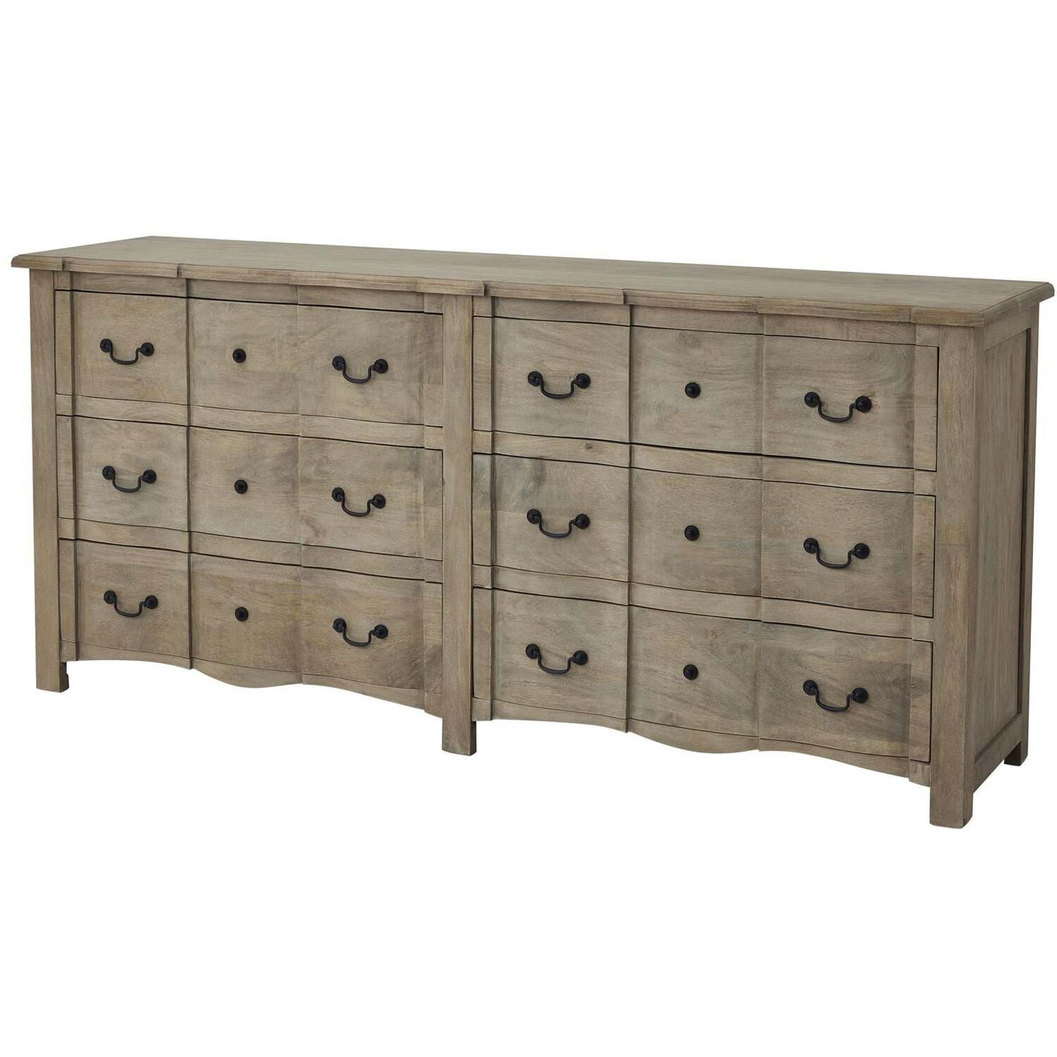 Montagnac Double 12-Drawer Chest in Matt Grey - Grey