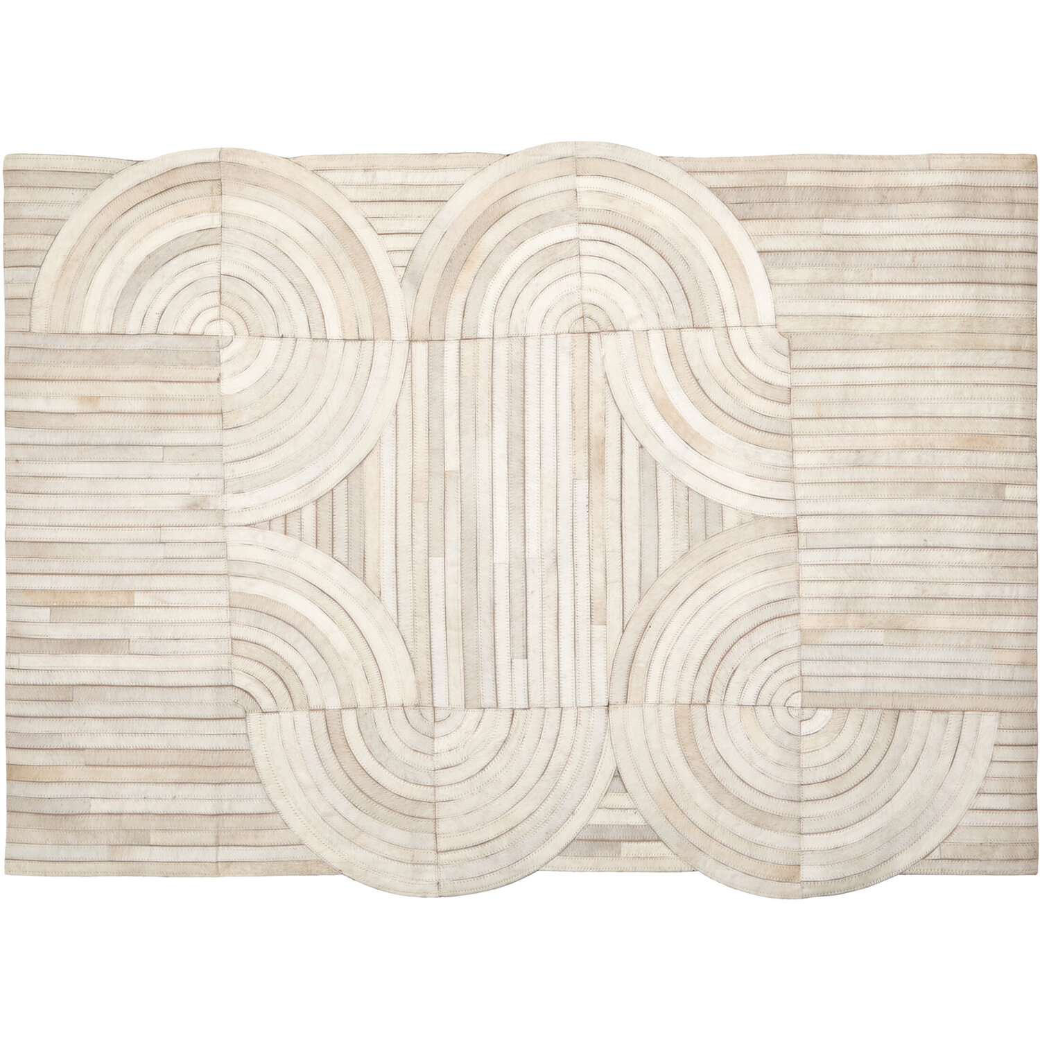 Bosie Safira Small Natural Hair On Leather Rug - White